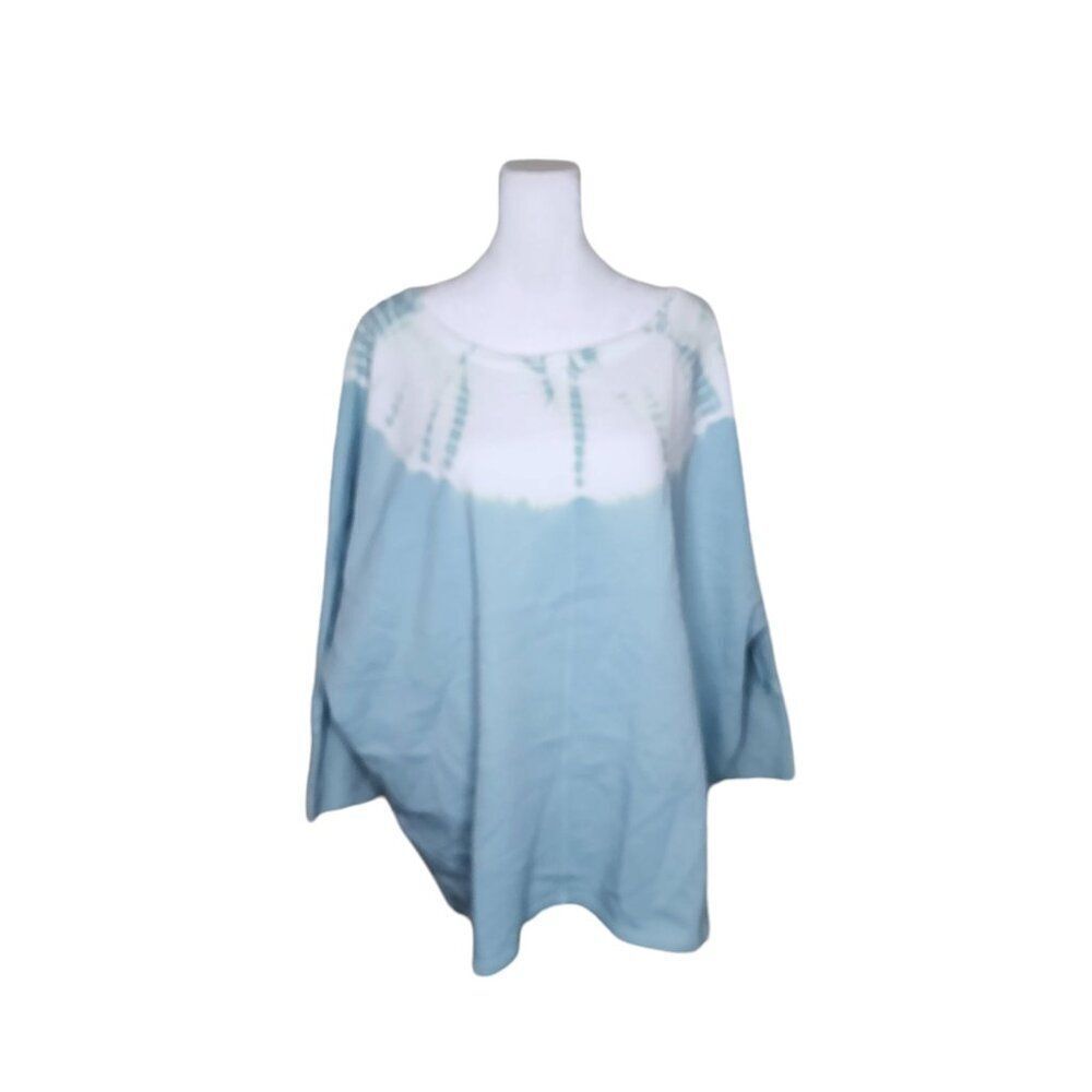 PURE JILL Tie Dye Top Sweatshirt Womens XL Blue Terry Organic Cotton